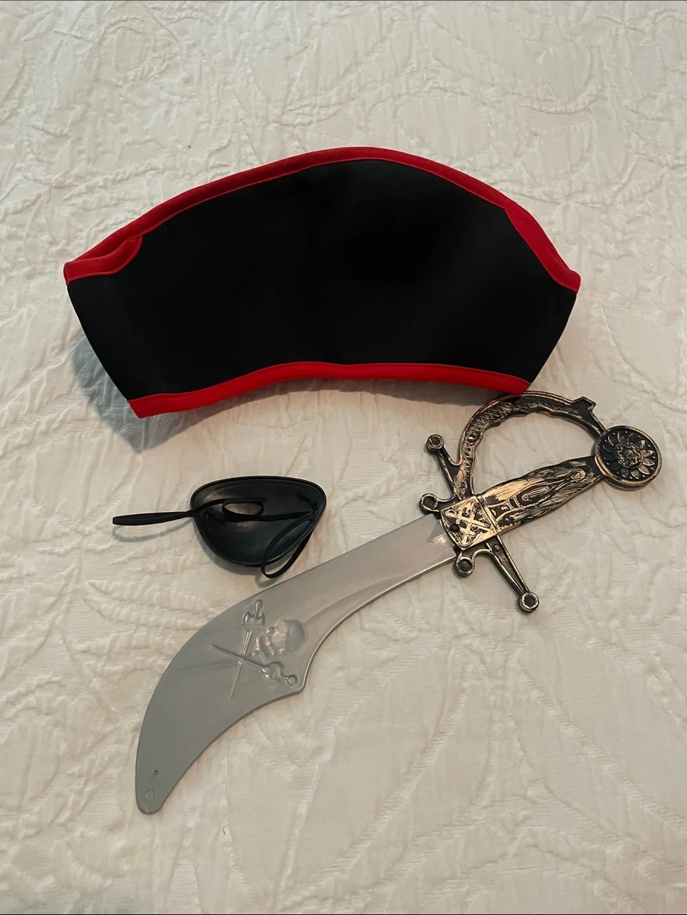 Kids Pirate Hat and Eye Patch Set - Black and Red